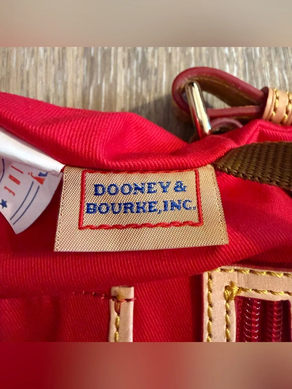 Dooney & Bourke White Oakland Athletics Print Hobo Bag Tan & Burgundy Trim Purse